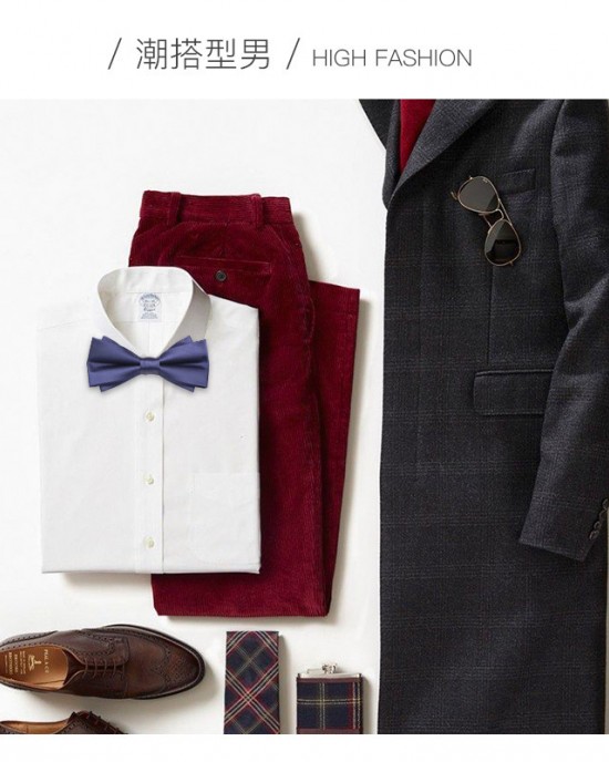 Black men's bow tie, groom, best man, emcee, formal suit, Korean-style burgundy, trendy blue bow tie