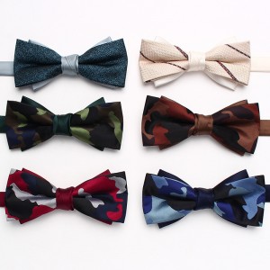 New striped colorblock double-layered bow ties, business-chic, British-style suit accessories, wedding bow tie manufacturers, wholesale