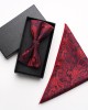 Burgundy paisley cashew pattern square bow tie gift set, two-piece men's business and fashionable wedding bow tie set. Burgundy paisley cashew pattern square bow tie gift set, two-piece men's business and fashionable wedding bow tie set.
