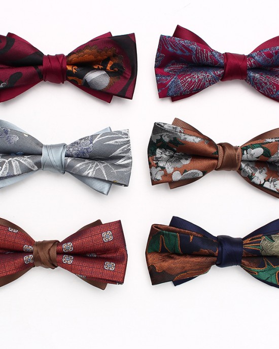 New striped colorblock double-layered bow ties, business-chic, British-style suit accessories, wedding bow tie manufacturers, wholesale New striped colorblock double-layered bow ties, business-chic, British-style suit accessories, wedding bow tie manufacturers, wholesale