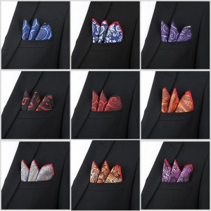 Shengzhou pocket squares, suit pocket squares, red embroidered business handkerchiefs for groomsmen and groomsmen, pocket squares