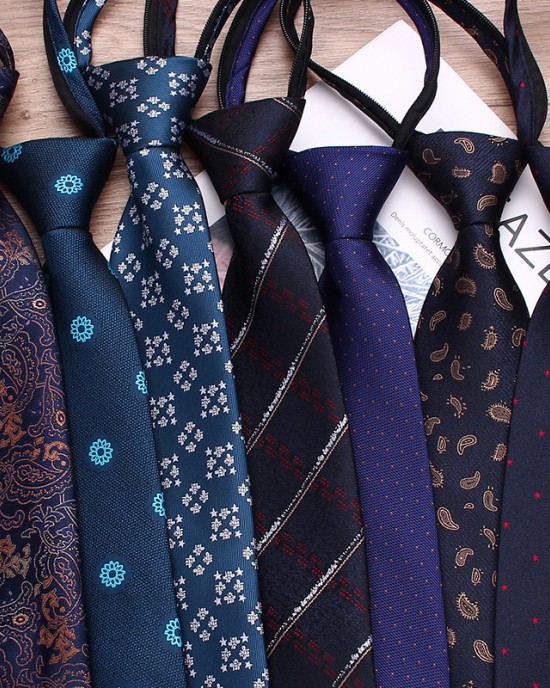 Blue business zipper ties, 8cm polyester casual jacquard casual tie, easy-pull tie manufacturers. Blue business zipper ties, 8cm polyester casual jacquard casual tie, easy-pull tie manufacturers.