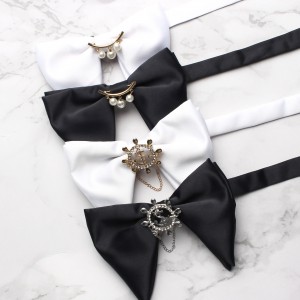 New solid color men's polyester bow tie and neck flower, casual business wedding ox-horn bow tie, wholesaler