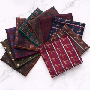 Men's formal squares, business wedding actor suit squares, polyester burgundy patterned pocket scarves, manufacturer