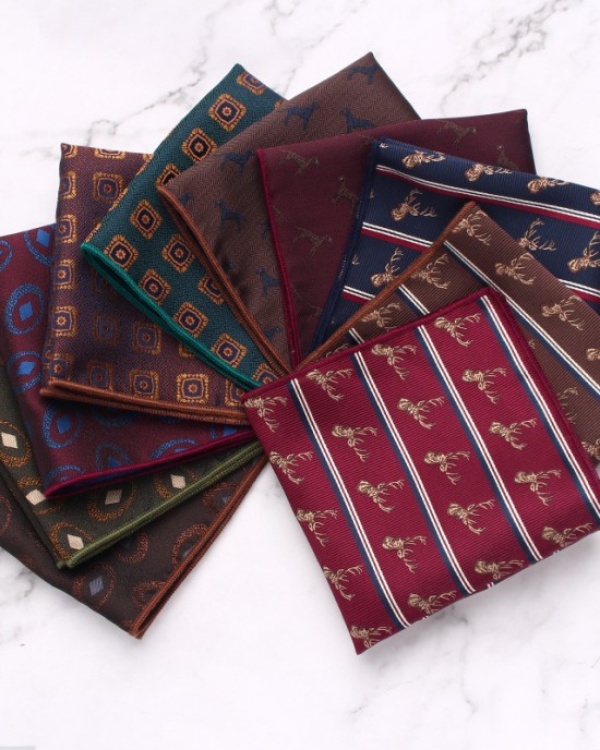 Men's formal squares, business wedding actor suit squares, polyester burgundy patterned pocket scarves, manufacturer