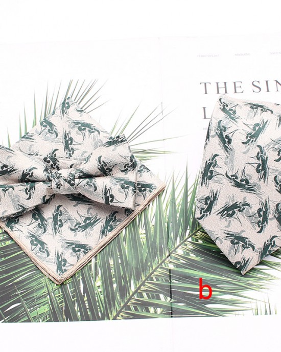 Lei'er men's tie sets, three-piece polyester striped tie, bow tie, and handkerchief set. Suit accessories manufacturers in stock Lei'er men's tie sets, three-piece polyester striped tie, bow tie, and handkerchief set. Suit accessories manufacturers in stock