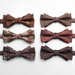 2022 New Fashion Brown Bow Ties Men's double-layer wedding groomsmen bow ties in various styles, ready for wholesale.