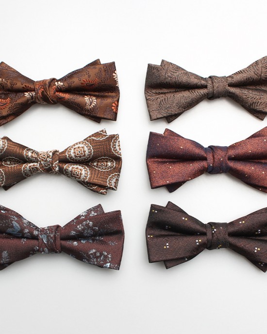 2022 New Fashion Brown Bow Ties Men's double-layer wedding groomsmen bow ties in various styles, ready for wholesale.