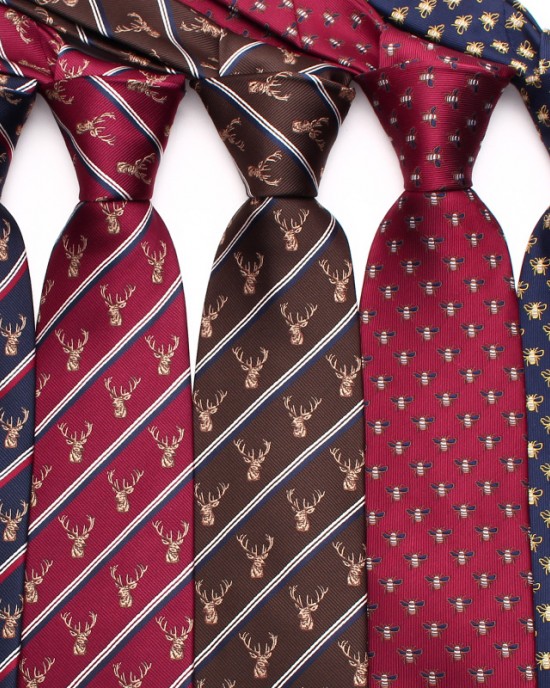 New retro animal pattern men's ties, 8cm polyester silk yarn-dyed, cut-out, hand-tied ties, wholesale New retro animal pattern men's ties, 8cm polyester silk yarn-dyed, cut-out, hand-tied ties, wholesale