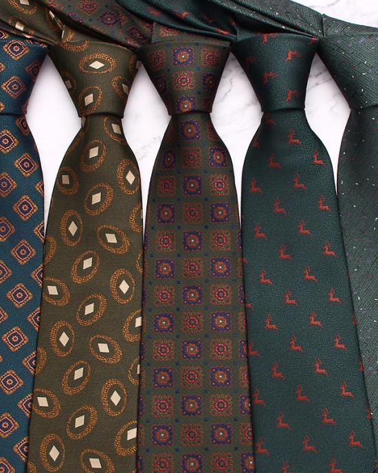 New green series men's business ties, retro and fashionable striped paisley polyester hand-tied ties, wholesale