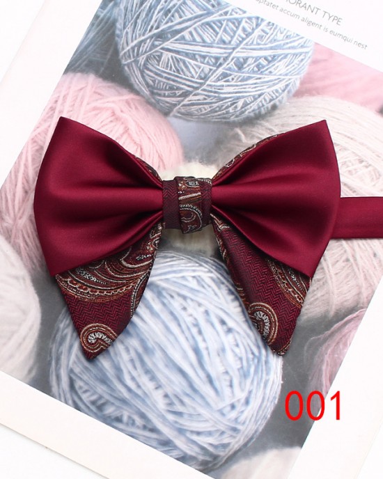 Leier solid-color men's double-layered ox-horn bow ties, in stock, polyester jacquard casual wedding neckties.