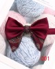 Leier solid-color men's double-layered ox-horn bow ties, in stock, polyester jacquard casual wedding neckties.