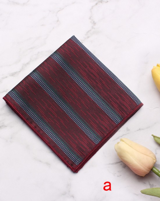 Source Manufacturer Pocket Squares for Men, Polyester Suit Chest Handkerchiefs, Multi-Colored Striped Handkerchiefs, Wholesale