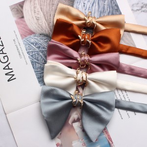 Smooth Solid Color Large Bow Ties with Metal Decorative Buckles, Men's and Women's Wedding Accessories, Bow Ties and Collars