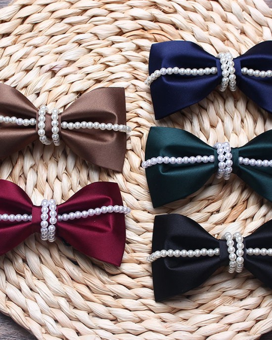 Manufacturer Solid Color Polyester Bow Ties, Casual Fashion, Creative Pearl Customized Bow Ties, New Collars, In-Stock Manufacturer Solid Color Polyester Bow Ties, Casual Fashion, Creative Pearl Customized Bow Ties, New Collars, In-Stock