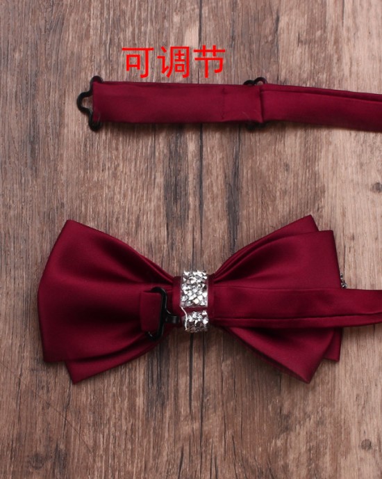 Solid color diamond-encrusted double-layered business bow ties for men and women, wedding and banquet shirts, suit accessories, wholesaler Solid color diamond-encrusted double-layered business bow ties for men and women, wedding and banquet shirts, suit accessories, wholesaler