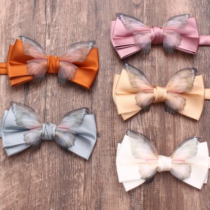 Personalized, trendy bow ties for men and women, solid-color party shirts, suit accessories, and bow ties, available for wholesale.