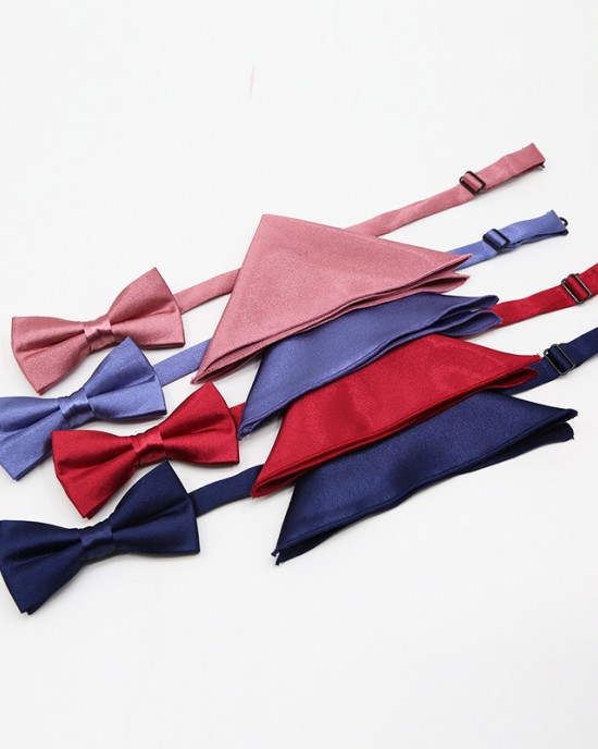 Men's party business casual formal accessories, two-piece bow tie pocket square set, wholesale tie manufacturers in Shengzhou Men's party business casual formal accessories, two-piece bow tie pocket square set, wholesale tie manufacturers in Shengzhou