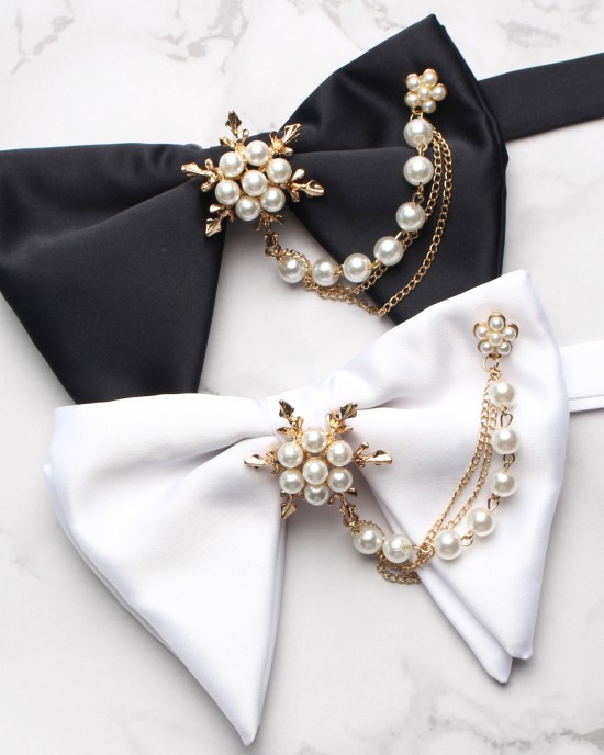 New solid color men's polyester bow tie and neck flower, casual business wedding ox-horn bow tie, wholesaler