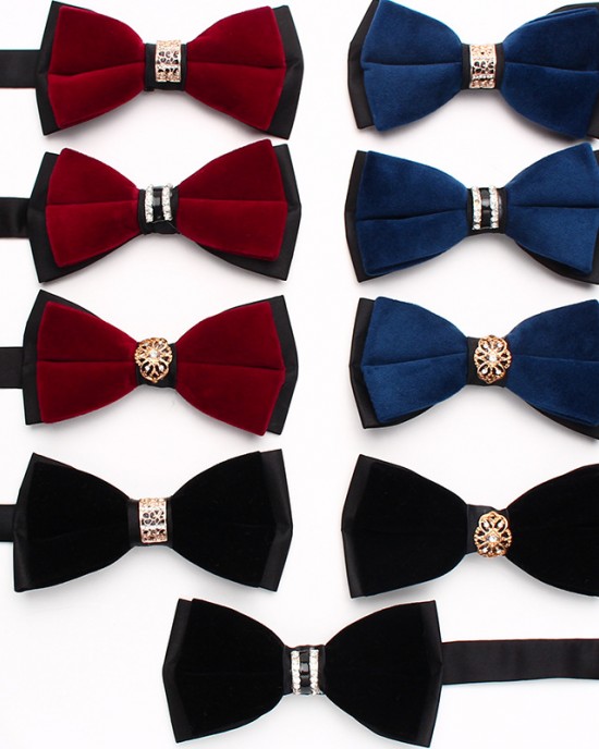 Lei'er men's wedding dress photoshoot bow tie, Chinese-style stylish, burgundy, navy blue, metal diamond bow tie. Lei'er men's wedding dress photoshoot bow tie, Chinese-style stylish, burgundy, navy blue, metal diamond bow tie.