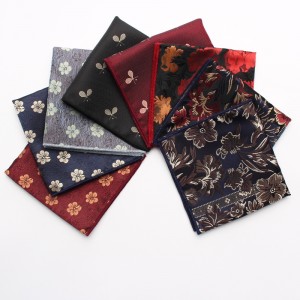 2025 Spring/Summer new jacquard yarn-dyed polyester silk small square handkerchiefs for men, fashionable suit pocket squares.