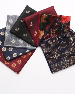 2025 Spring/Summer new jacquard yarn-dyed polyester silk small square handkerchiefs for men, fashionable suit pocket squares.