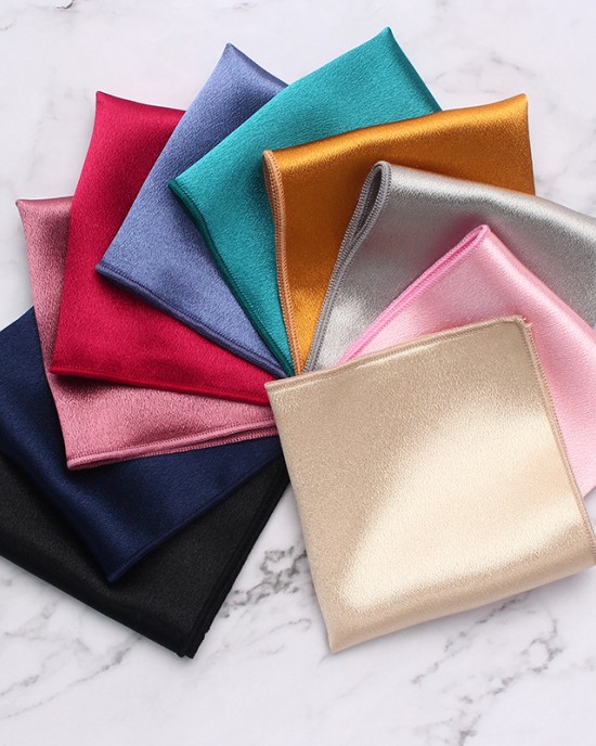 Solid British-style polyester glossy pocket square for men's suits, banquets, weddings, and formal dresses, chest scarfs and handkerchiefs. Solid British-style polyester glossy pocket square for men's suits, banquets, weddings, and formal dresses, chest scarfs and handkerchiefs.