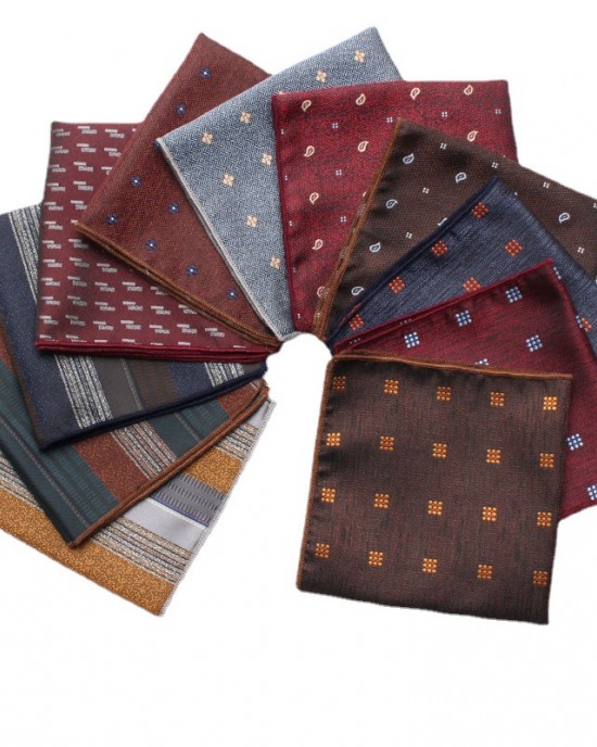 Lei'er men's wedding polyester silk square handkerchief, suit pocket square, multi-colored suit square, chest scarf, factory wholesale Lei'er men's wedding polyester silk square handkerchief, suit pocket square, multi-colored suit square, chest scarf, factory wholesale