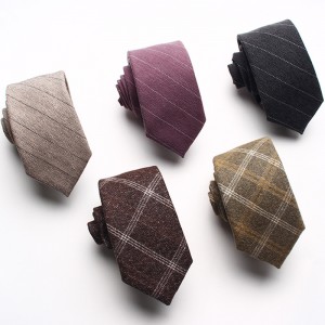 New Wool Blend 6cm Ties, Striped Plaid Ties for Men, Groomsmen Suit Shirt Accessories, Wholesale Ties
