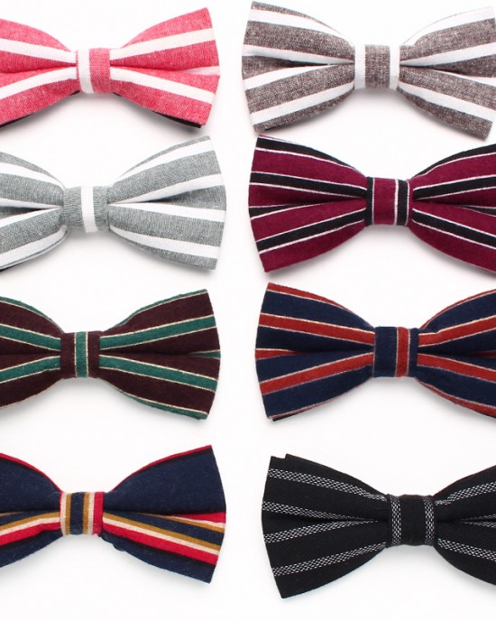 Leier striped cotton bow ties, simple and stylish bow ties, men's casual bow ties, bow flowers, manufacturer Leier striped cotton bow ties, simple and stylish bow ties, men's casual bow ties, bow flowers, manufacturer