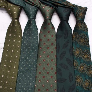 New green series men's business ties, retro and fashionable striped paisley polyester hand-tied ties, wholesale