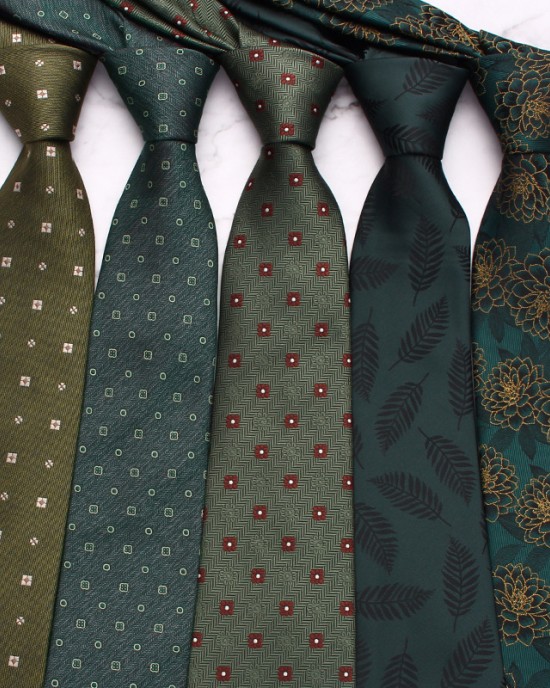 New green series men's business ties, retro and fashionable striped paisley polyester hand-tied ties, wholesale