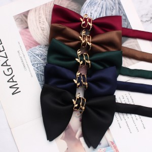 Smooth Solid Color Large Bow Ties with Metal Decorative Buckles, Men's and Women's Wedding Accessories, Bow Ties and Collars