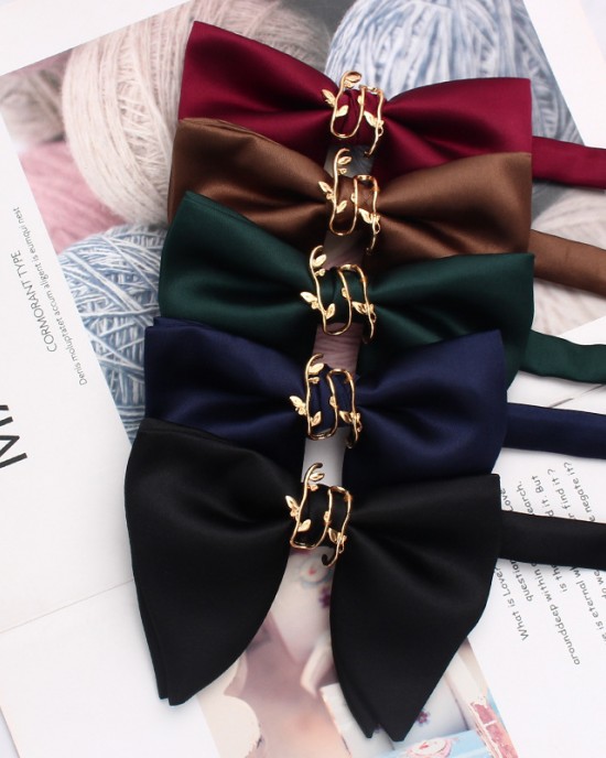 Smooth Solid Color Large Bow Ties with Metal Decorative Buckles, Men's and Women's Wedding Accessories, Bow Ties and Collars Smooth Solid Color Large Bow Ties with Metal Decorative Buckles, Men's and Women's Wedding Accessories, Bow Ties and Collars