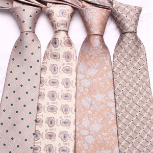 Polyester cashew flower classic men's 8cm tie, men's khaki business casual wedding dinner tie.