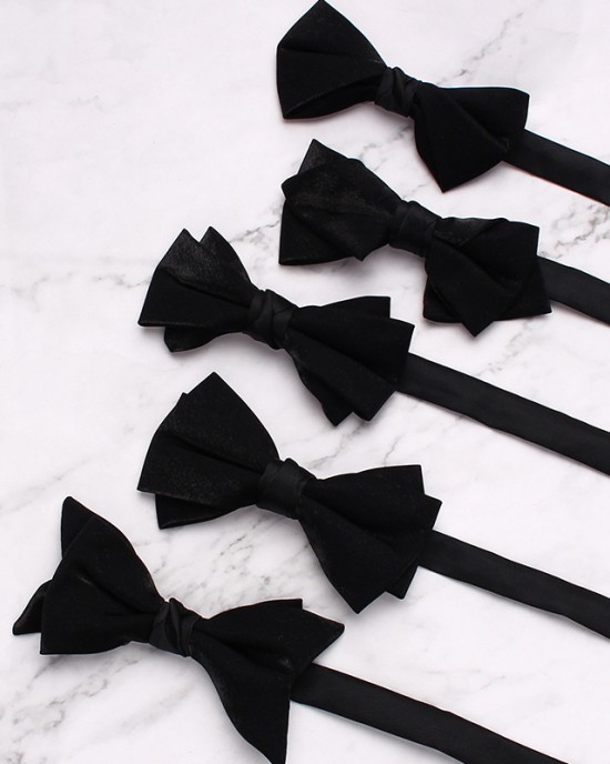 Men's black bow ties in stock, business-chic, retro, double-layered bow ties for shirts and suits, banquet accessories, bow tie manufacturers Men's black bow ties in stock, business-chic, retro, double-layered bow ties for shirts and suits, banquet accessories, bow tie manufacturers