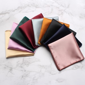 British-style men's suit pocket squares, solid-color, shiny, business banquet formal wear, and square handkerchiefs.